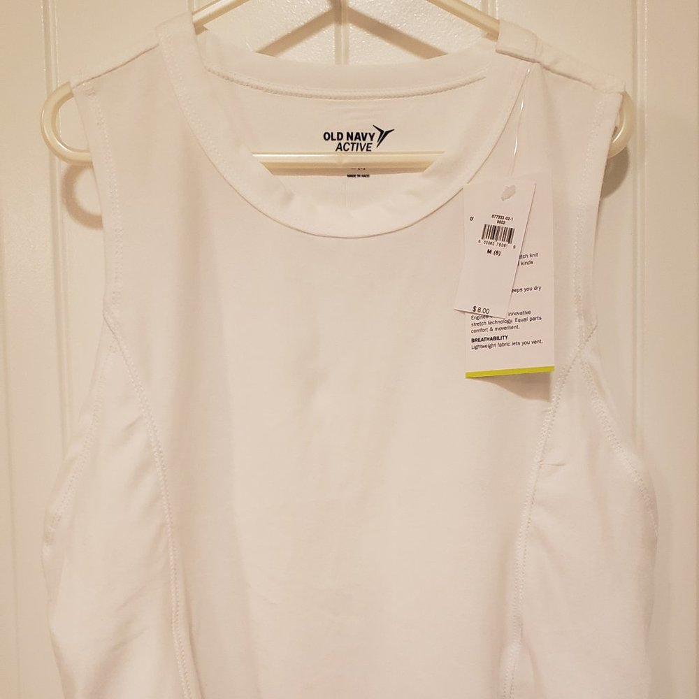 Old Navy Girls BREATHE ON side wrap tank top, White, size medium (8)